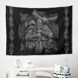 Gobelin grau Wikinger Odin Axt Schwert Rabe Kreuz Startseite - Accessoires und Dekorationen Naty Shop