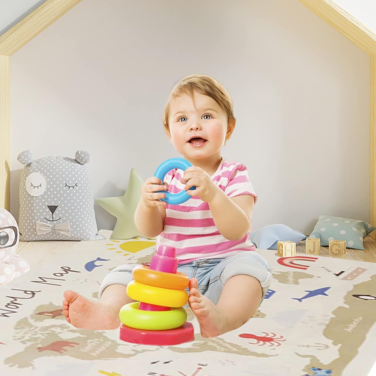 Haokaini Wandteppich Weltkarte Babybett Foto Zuhause – Accessoires und Dekorationen Naty Shop