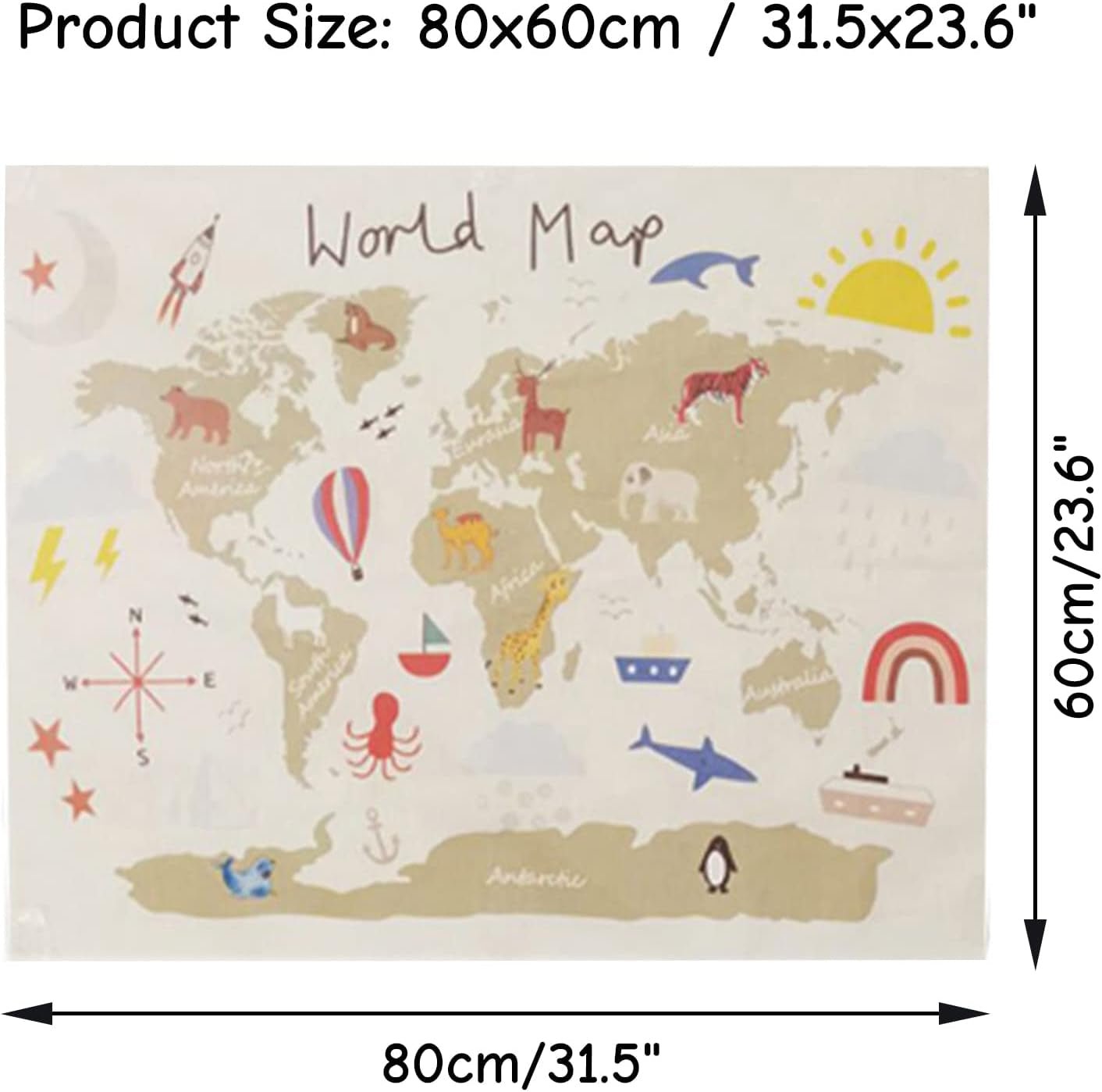 Haokaini Wandteppich Weltkarte Babybett Foto Zuhause – Accessoires und Dekorationen Naty Shop