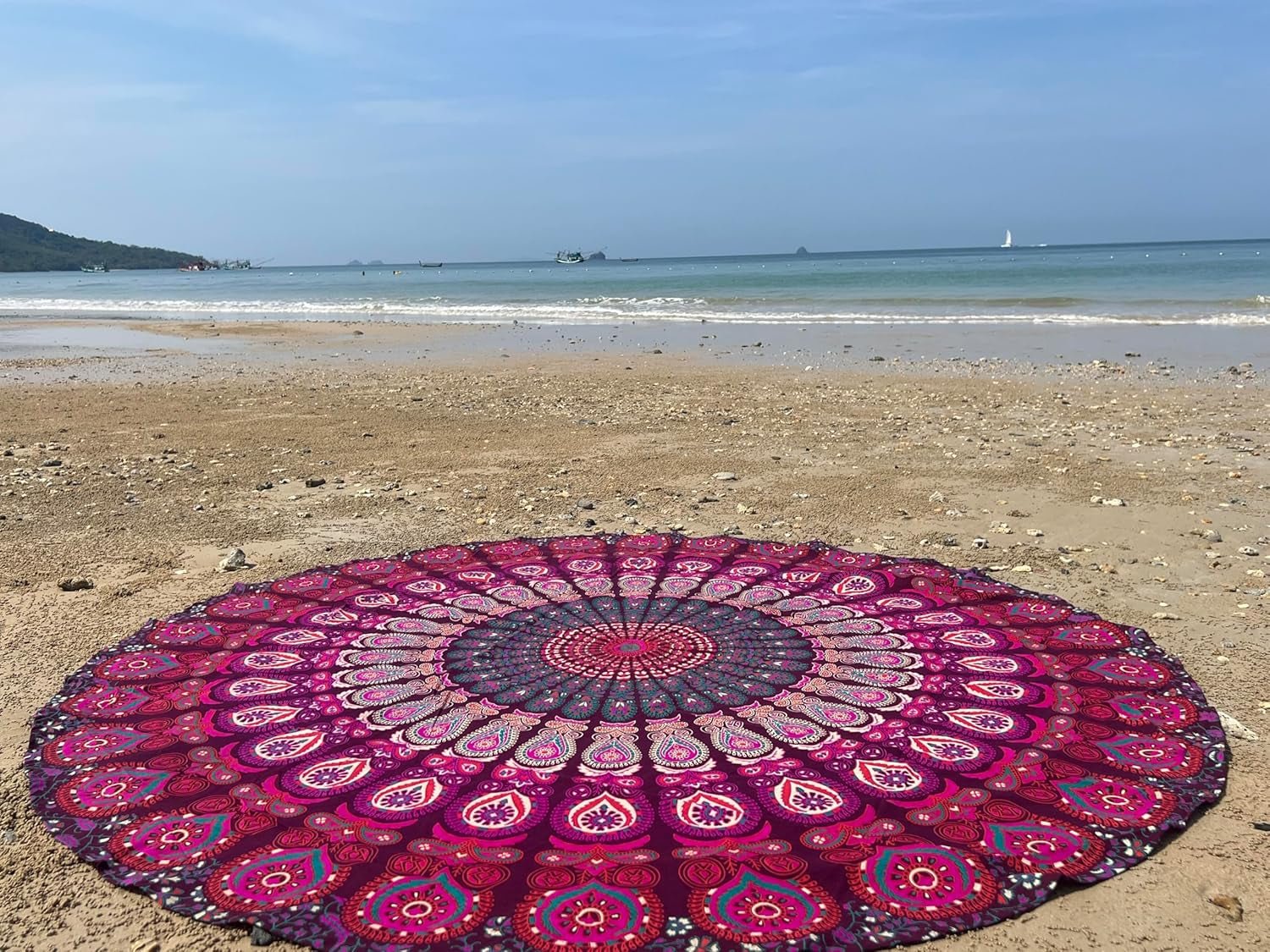 Indischer Wandteppich, Strandtuch, rund, Mandala, Hippie, violett, Zuhause – Accessoires und Dekorationen, Naty Shop, Standardtitel