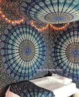 Indischer Wandteppich psychedelisches Mandala blau türkiser Elefant Zuhause – Accessoires und Dekorationen Naty Shop