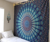 Indischer Wandteppich, psychedelisches Mandala, blau-türkiser Elefant, Zuhause – Accessoires und Dekorationen, Naty Shop, Standardtitel