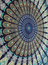 Indischer Wandteppich psychedelisches Mandala blau türkiser Elefant Zuhause – Accessoires und Dekorationen Naty Shop