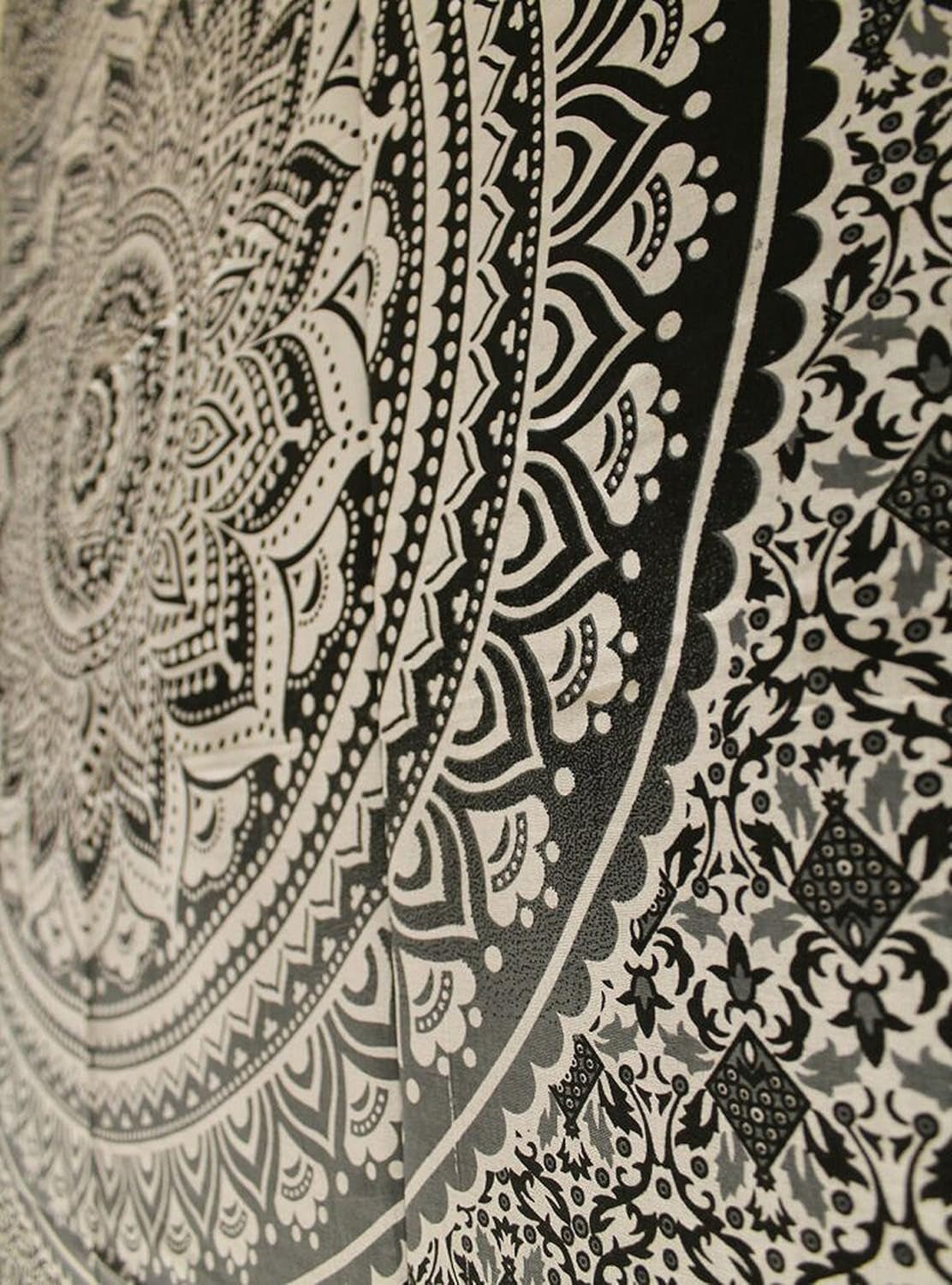 Indischer Wandteppich psychedelisches Mandala schwarz weiß India Home - Accessoires und Dekorationen Naty Shop