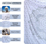 Indischer Wandteppich Mandala Silber Weiß Raumästhetische Leinwand Startseite – Accessoires und Dekorationen Naty Shop