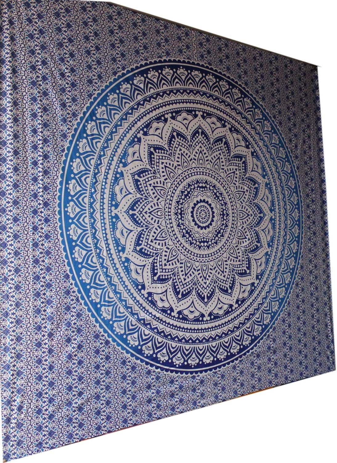 Indischer blauer Mandala-Wandteppich, ästhetische Raumdekoration, Zuhause – Accessoires und Dekorationen, Naty Shop