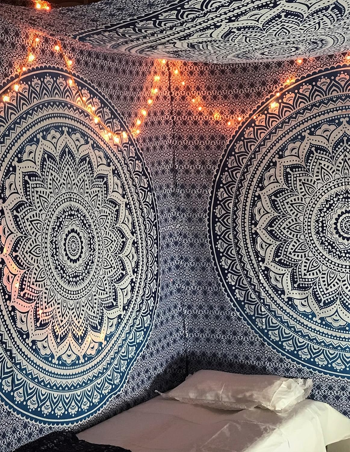 Indischer blauer Mandala-Wandteppich, ästhetische Raumdekoration, Zuhause – Accessoires und Dekorationen, Naty Shop
