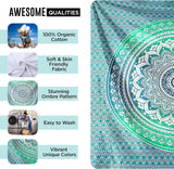 Indischer grüner Mandala-Wandteppich, ästhetische Dekoration, Heimdekoration – Accessoires und Dekorationen Naty Shop
