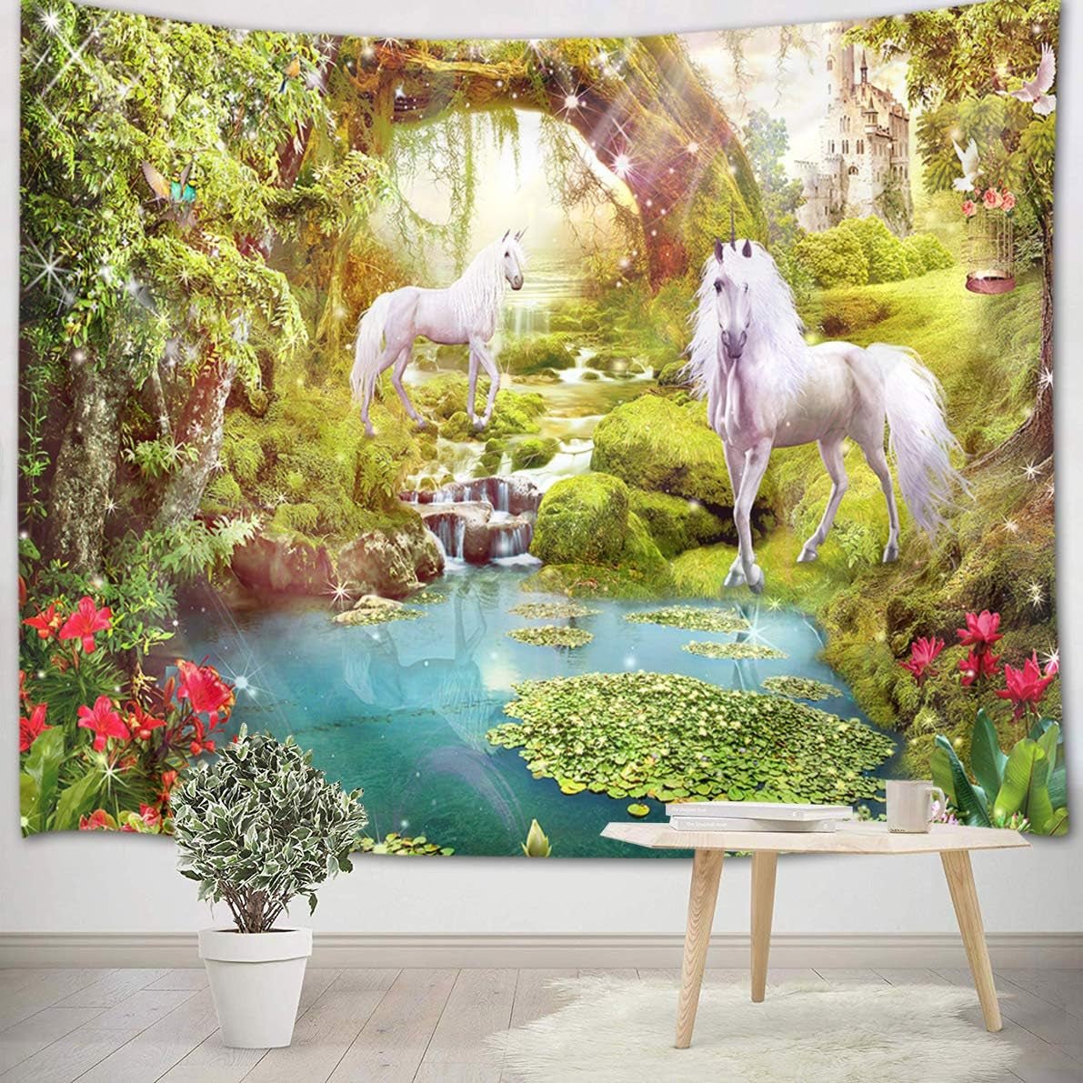 Japanischer Wandteppich Panza, rote Kirschblüten, Sonnenwand, Zuhause – Accessoires und Dekorationen, Naty Shop, Multi 11, 235 L x 180 B cm