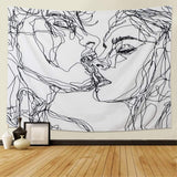 Gobelin Lomohoo abstrakte Skizzenkunst schwarz weiß küssend Startseite - Accessoires und Dekorationen Naty Shop Abstrakte Skizzenkunst 130 L x 150 B cm