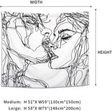 Gobelin Lomohoo abstrakte Skizzenkunst schwarz weiß küssend Zuhause – Accessoires und Dekorationen Naty Shop