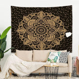 Majami Indischer Mandala-Wandteppich aus schwarzgoldenem Polyester-Canvas. Startseite – Accessoires und Dekorationen Naty Shop