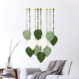 Handgefertigter Wandteppich aus Holzperlen, grüne Blätter. Startseite – Accessoires und Dekorationen, Naty Shop. Grüße