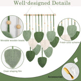 Handgefertigter Wandteppich mit Holzperlen und grünen Blättern Casa – Accessoires und Dekorationen Naty Shop