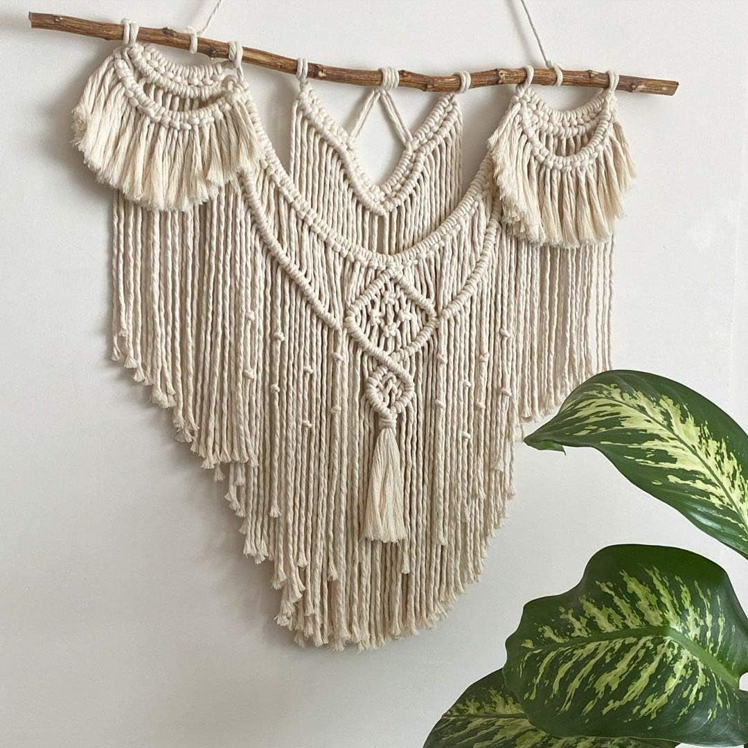 Großer natürlicher, böhmischer Wandteppich aus Treibholz über dem Kopfteil. Startseite – Accessoires und Dekorationen Naty Shop