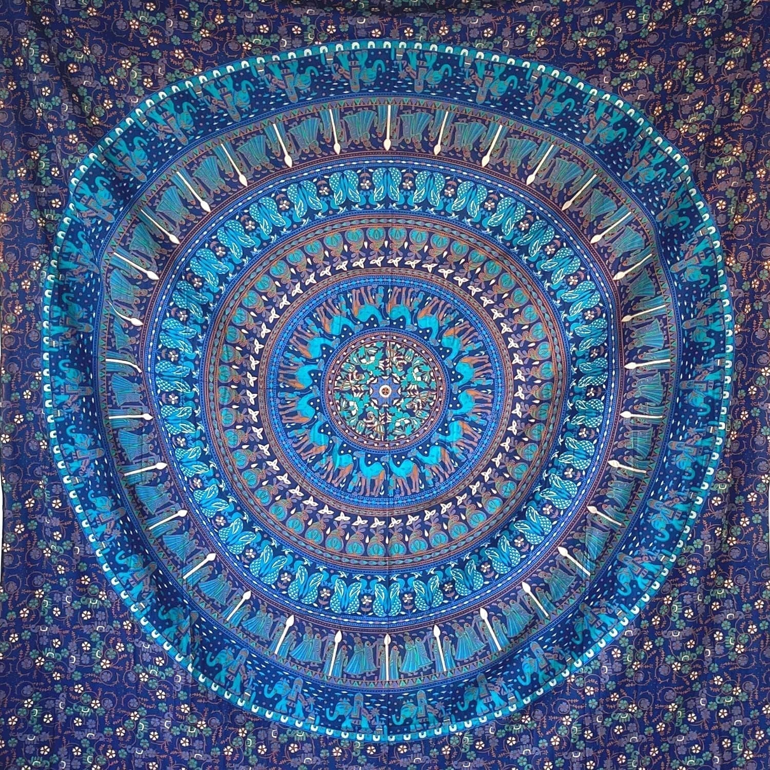 Tapisserie Momomus Mandala farbige Baumwolle orientalische Designs Zuhause - Accessoires und Dekorationen Naty Shop Blau C 210L x 230B cm