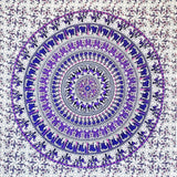 Wandteppich Momomus Mandala bunte Baumwolle orientalische Designs Zuhause - Accessoires und Dekorationen Naty Shop Weiß-Flieder 135L x 210B cm