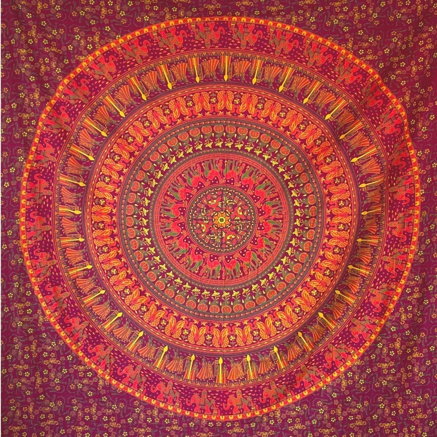 Tapisserie Momomus Mandala farbige Baumwolle orientalische Designs Zuhause - Accessoires und Dekorationen Naty Shop Orange 210L x 230B cm
