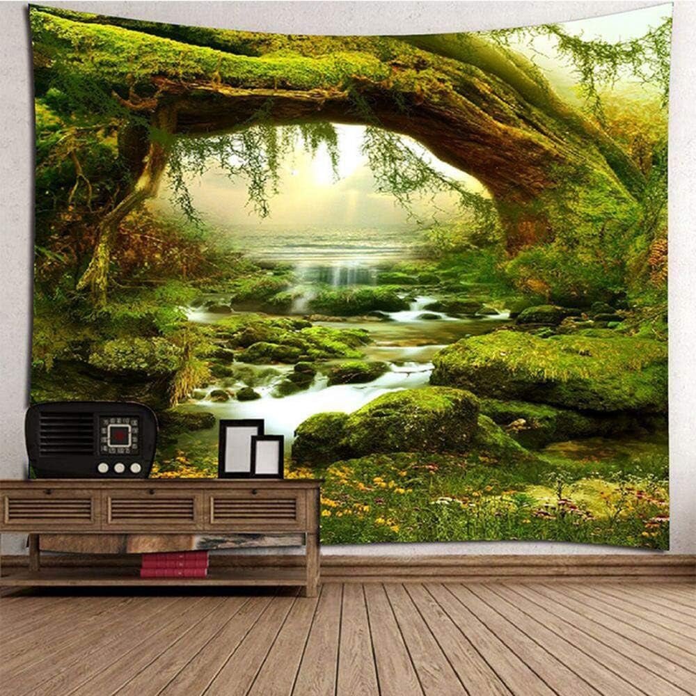Psychedelischer Wandteppich, heller Wald, Wandteppich, Sonnenlicht, hängende Landschaft, Zuhause – Accessoires und Dekorationen, Naty Shop, Multi, 200 L x 180 B cm
