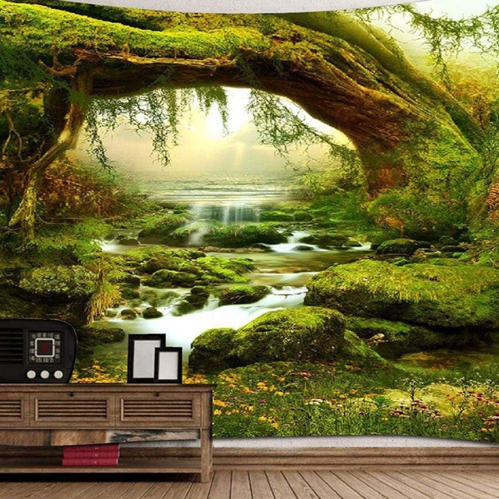 Psychedelischer Wandteppich, heller Wald, Wandteppich, Sonnenlicht, hängende Landschaft, Zuhause – Accessoires und Dekorationen, Naty Shop