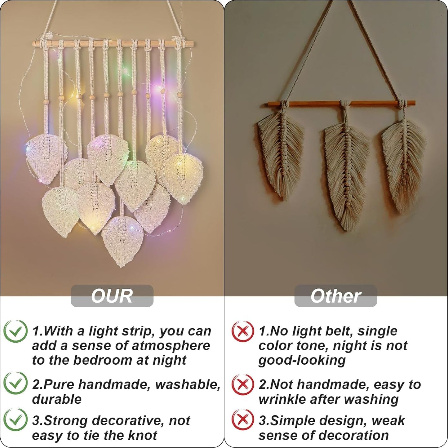 Gobelin Quatre handgemachte flache Girlande aus gewebten Blättern Zuhause - Accessoires und Dekorationen Naty Shop
