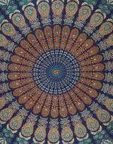 Runder Wandteppich Pfau Mandala Zentimeter Roundie Hippie vorne Zuhause – Accessoires und Dekorationen Naty Shop
