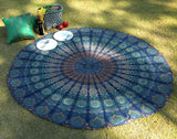 Runder Wandteppich Pfauenmandala Zentimeter Roundie Hippie-Gesicht Zuhause - Accessoires und Dekorationen Naty Shop Blaugrün 122L x 122B cm
