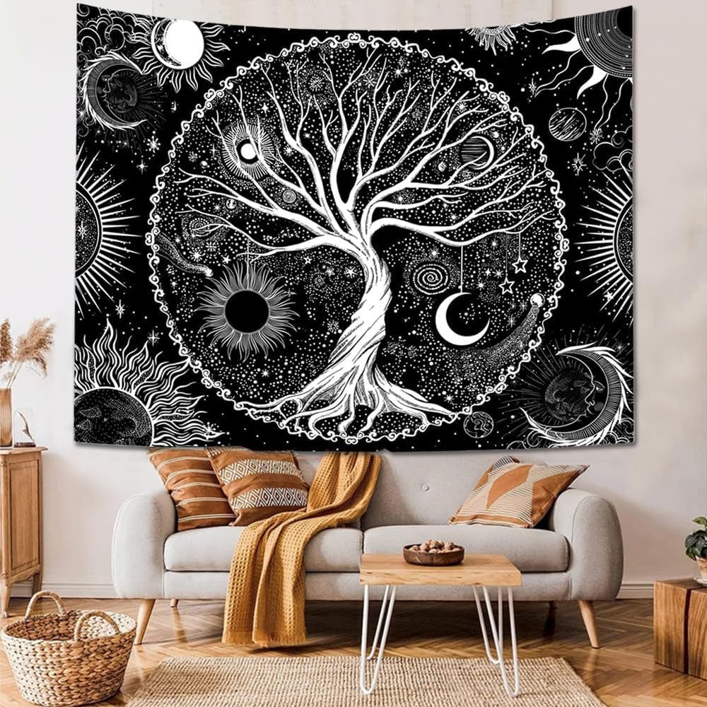 Tapisserie Sequpr Baum Leben Sonne Mond Zuhause – Accessoires und Dekorationen Naty Shop