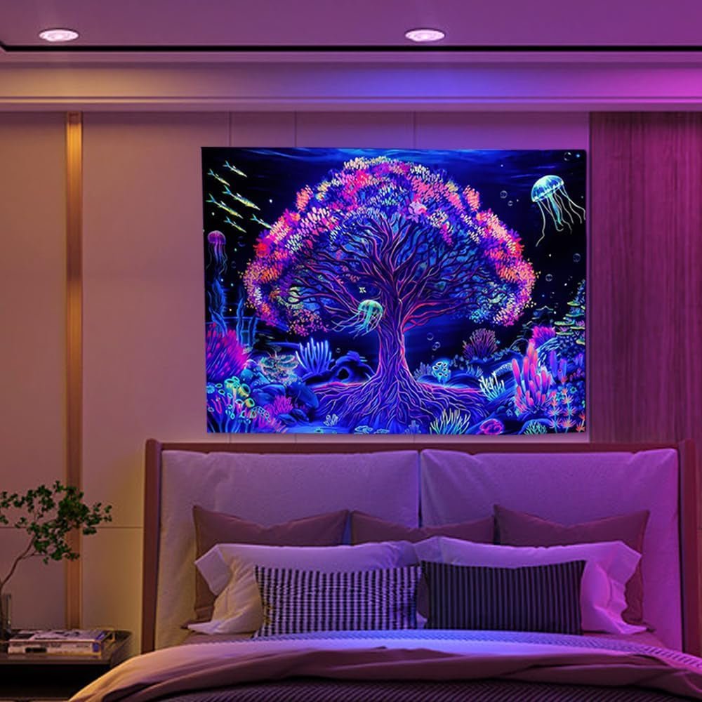 Wandteppich Suaywo Psychedelic Fluorescent Tree Life Room Home – Accessoires und Dekorationen Naty Shop