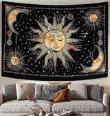 Wandteppich Sonne Mond Stern spirituell ästhetisch Regenbogen Baumwolle Zuhause – Accessoires und Dekorationen Naty Shop Gelb 210 L x 140 B cm