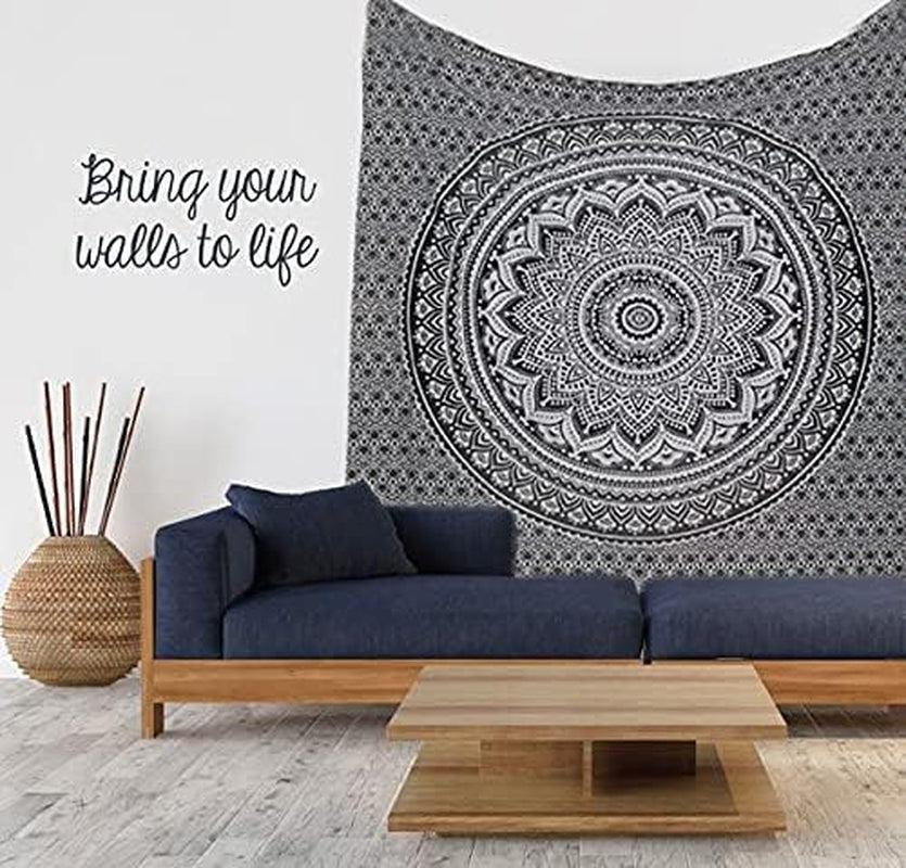 Wandteppich Wandteppich Mandala grau schwarz Wandtuch Zuhause – Accessoires und Dekorationen Naty Shop