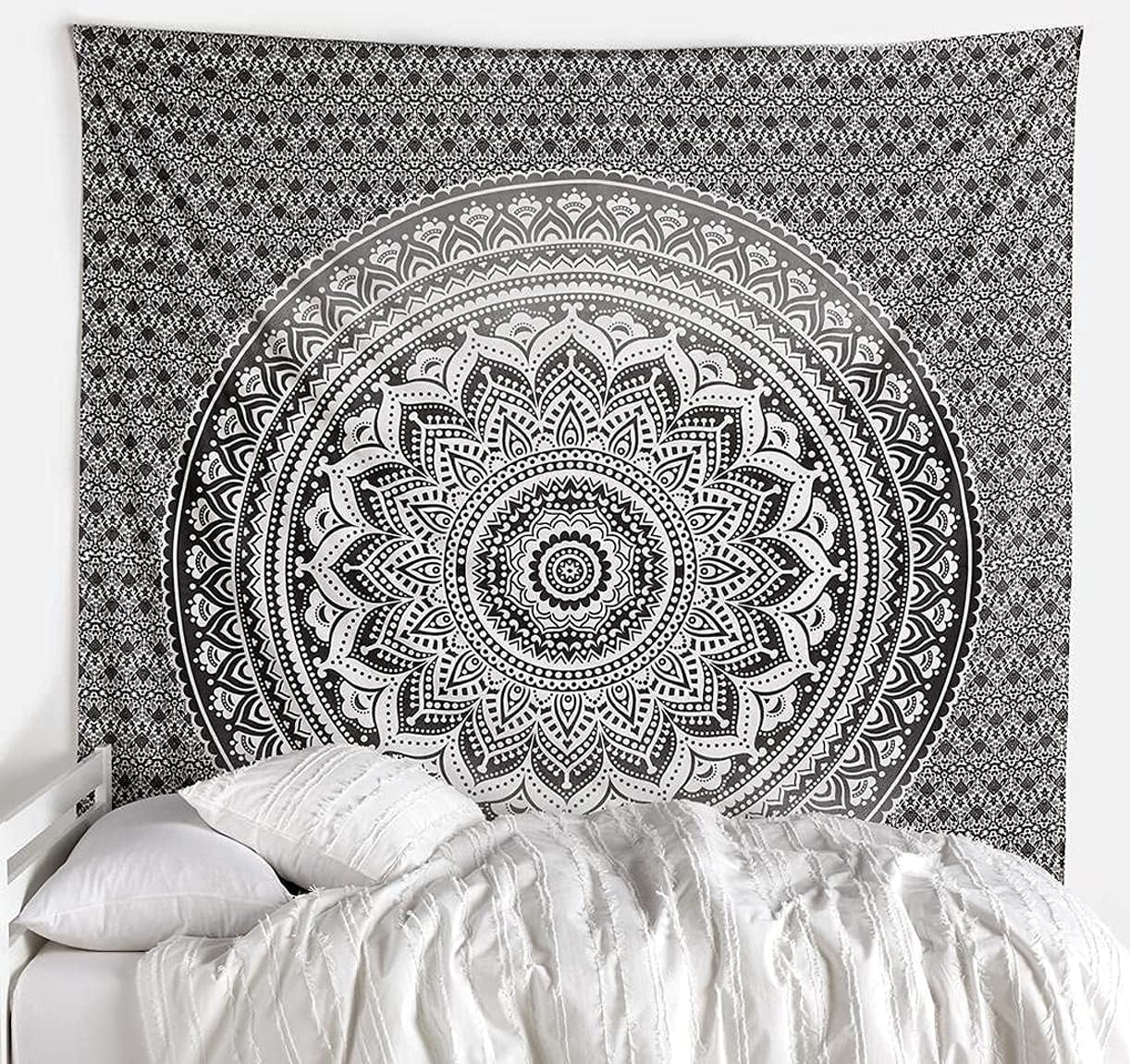 Wandteppich Wandteppich Mandala grau schwarz Wandtuch Zuhause – Accessoires und Dekorationen Naty Shop Standardtitel