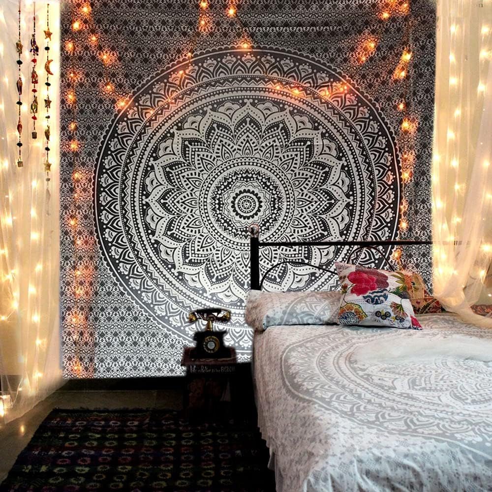 Wandteppich Wandteppich Mandala grau schwarz Wandtuch Zuhause – Accessoires und Dekorationen Naty Shop