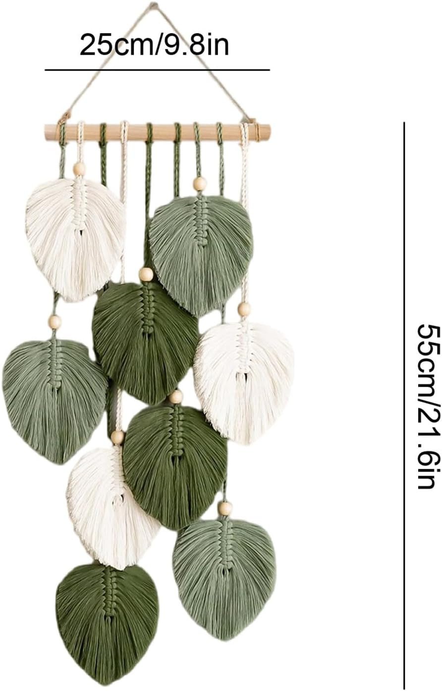 Wandteppich, Wandteppich, Holzperlen, grüne Blätter, handgefertigt, Zuhause – Accessoires und Dekorationen, Naty Shop