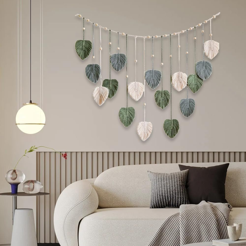 Gobelin grün gewebter Wandteppich mit Holznägeln Zuhause – Accessoires und Dekorationen Naty Shop