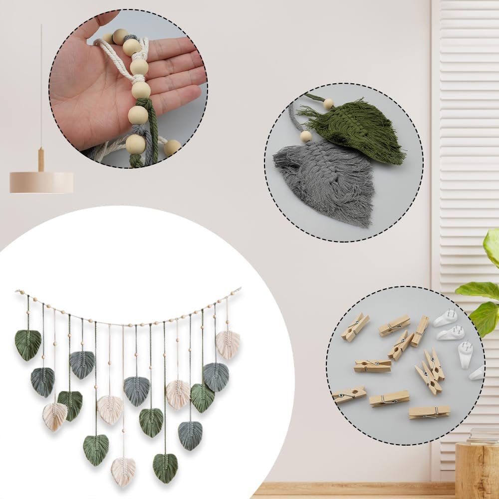 Gobelin grün gewebter Wandteppich mit Holznägeln Zuhause – Accessoires und Dekorationen Naty Shop
