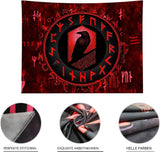 Wikinger-Wandteppich, Schwarzlicht, reaktiv, rot, Meditation, Runen, Odins, Zuhause – Accessoires und Dekorationen, Naty Shop