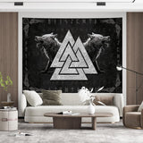 Wandteppich Wikinger Wolf Totem schwarz weiß Meditation Runen Startseite – Accessoires und Dekorationen Naty Shop