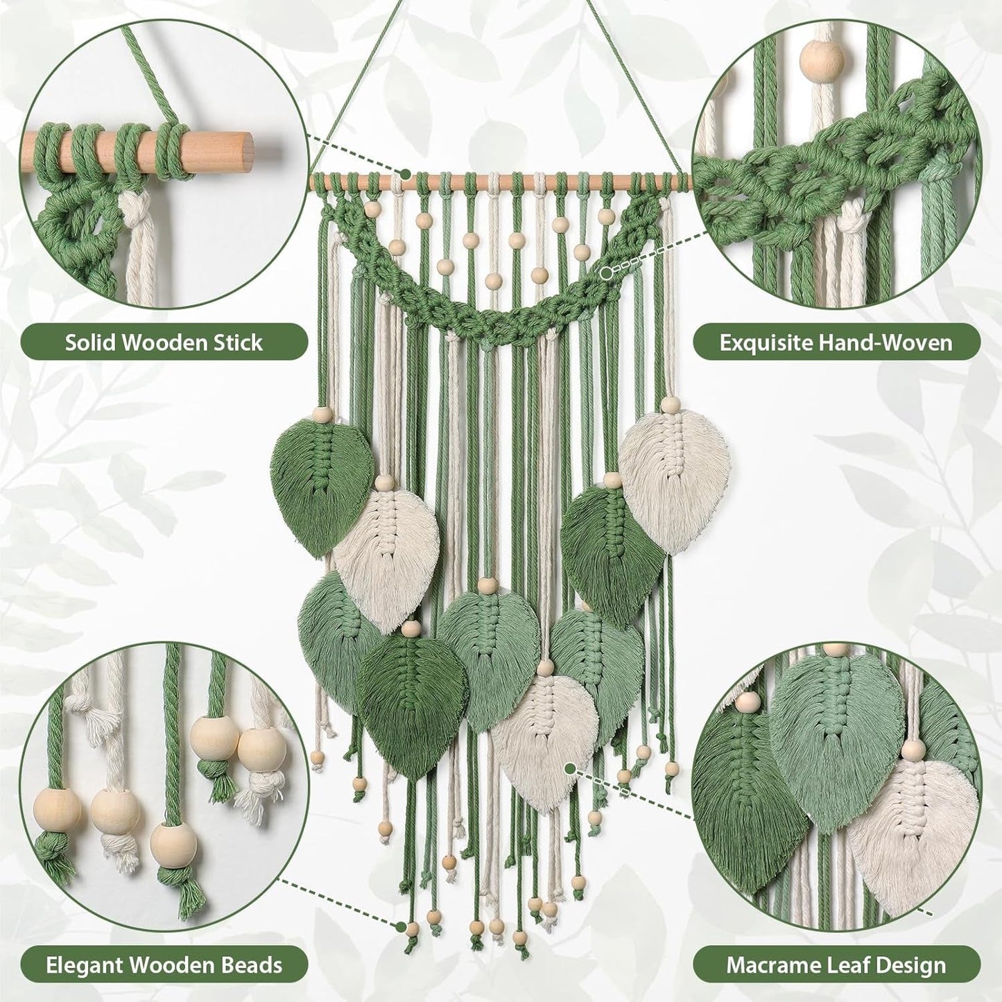 Wandteppich Weldomcor Wandteppich kleine Handelsperlen Holzblätter Startseite - Accessoires und Dekorationen Naty Shop