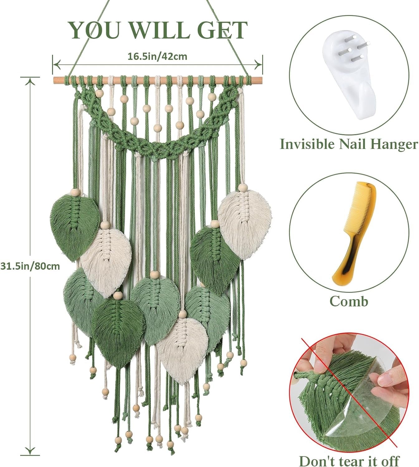 Wandteppich Weldomcor Wandteppich kleine Handelsperlen Holzblätter Startseite - Accessoires und Dekorationen Naty Shop