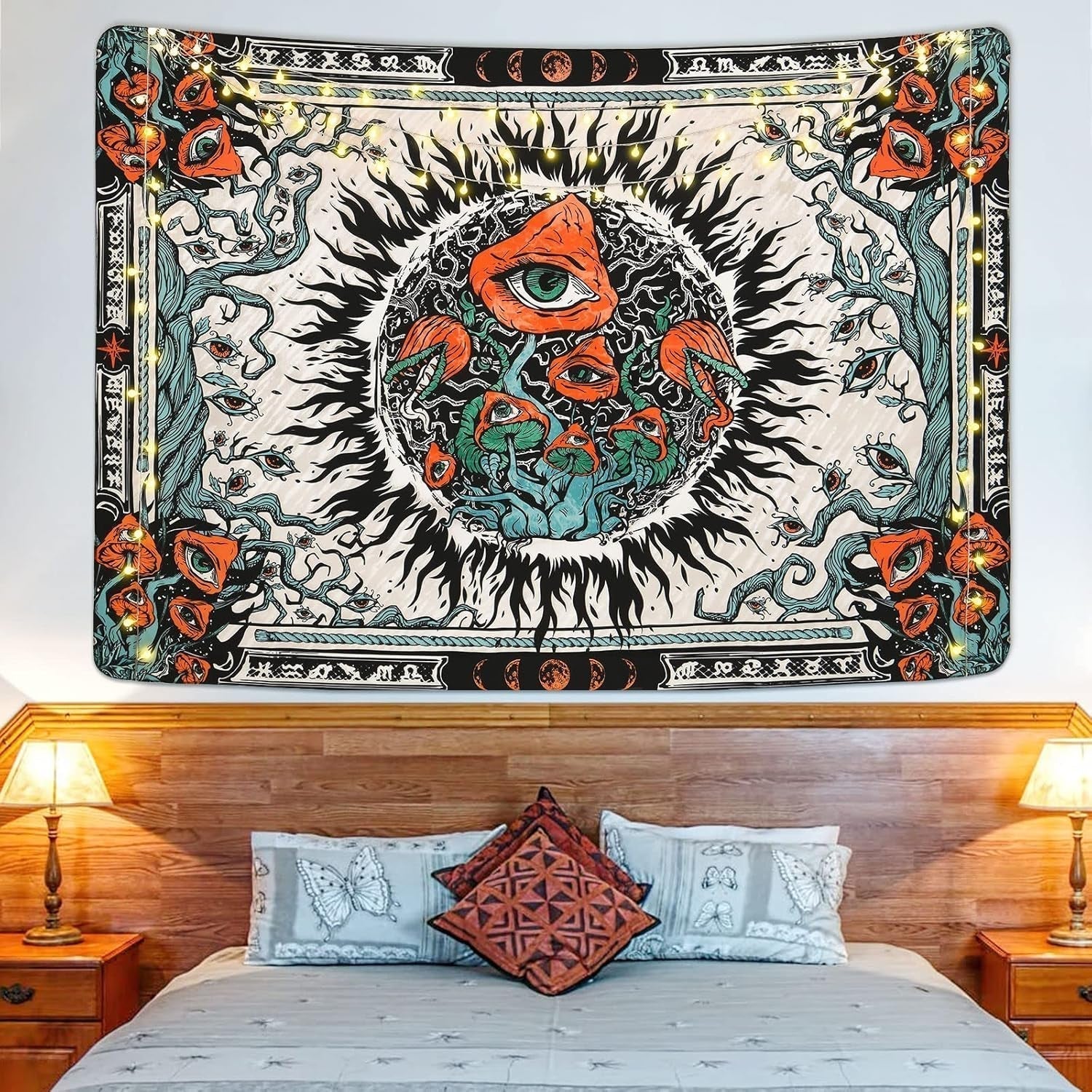 Wandteppich, Yrenendenge, Pilze, Sonnenbrand, Leinwand, Hippie-Augen, Zuhause – Accessoires und Dekorationen, Naty Shop