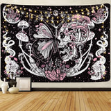 Wandteppich Yrenendenge Schmetterlinge Skelett Pilze Haus Sterne Mond Zuhause – Accessoires und Dekorationen Naty Shop Totenkopf-Pilzmotte 150 x 130 cm