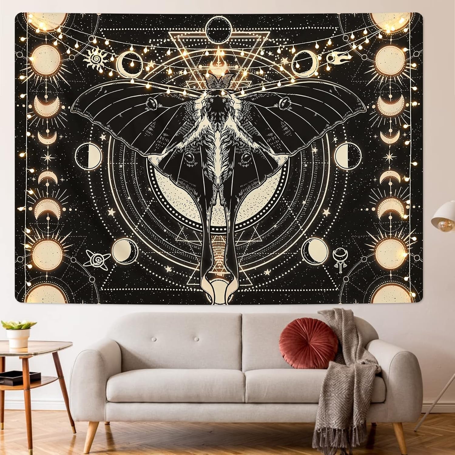 Wandteppich Yrendenge Motte schwarz Sonne Mond natürlich Zuhause – Accessoires und Dekorationen Naty Shop