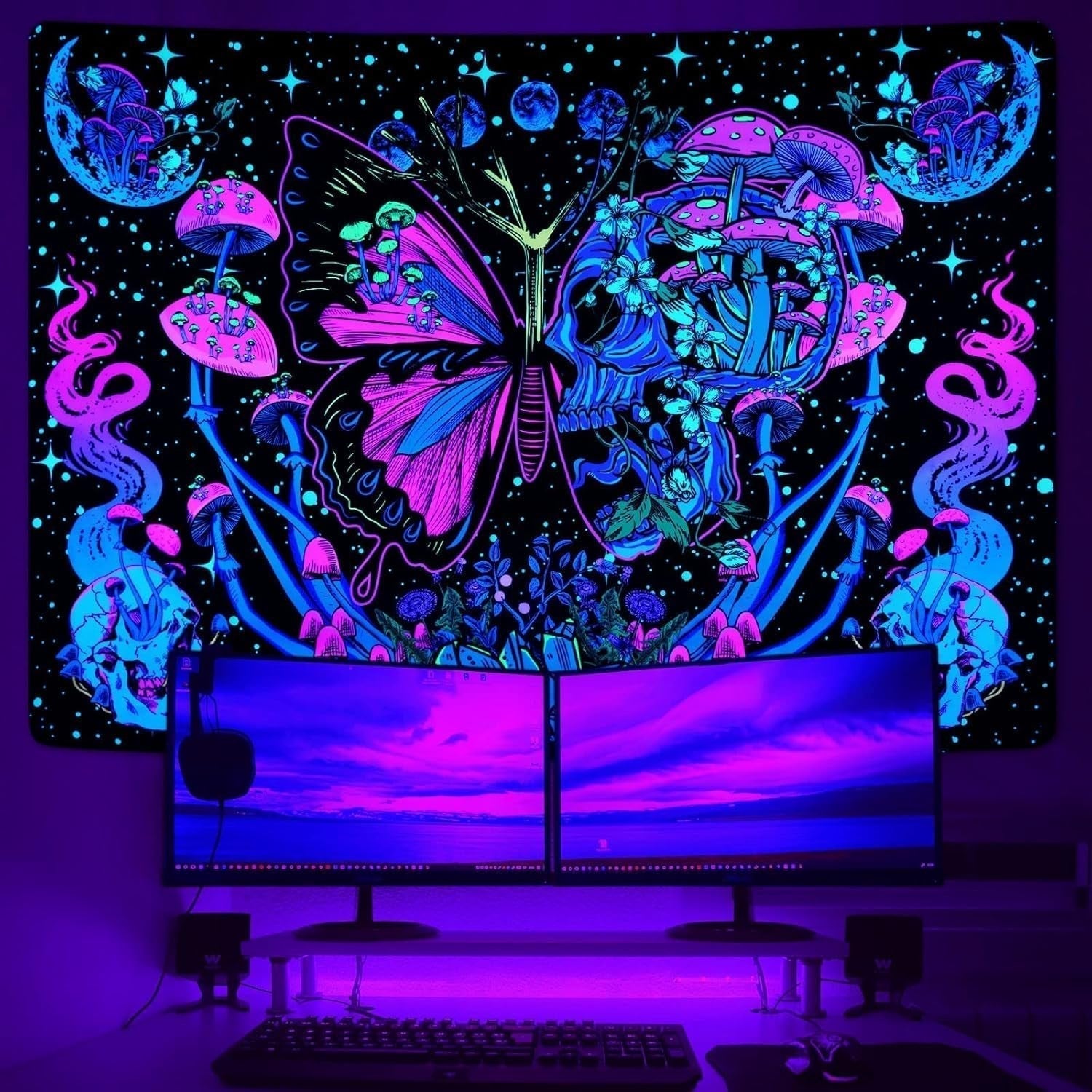 Yrendenge-Wandteppich, fluoreszierender Wandteppich, Schmetterlingsphase, Zuhause – Accessoires und Dekorationen, Naty Shop