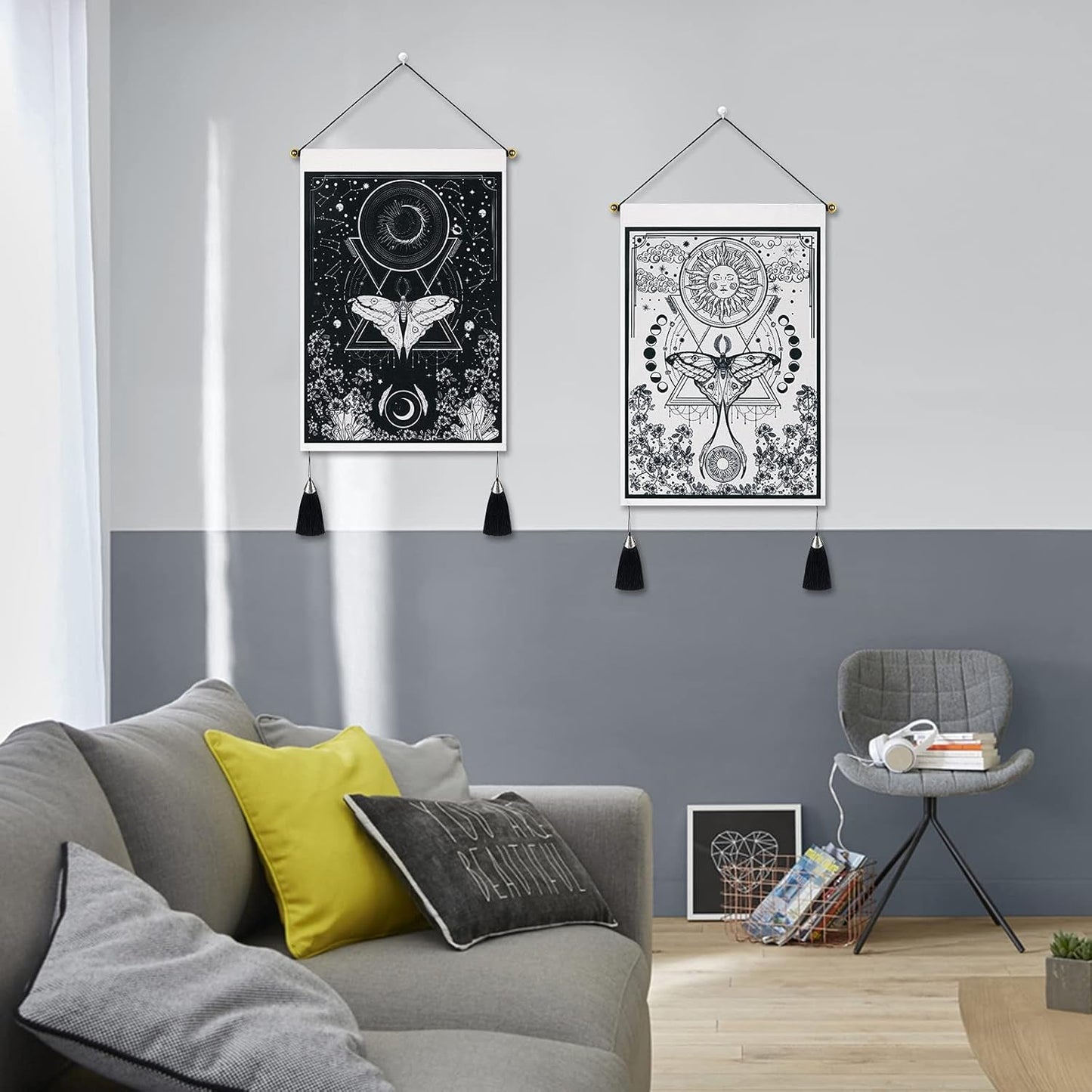 Yugarlibi Wandteppich, 2 Stück, kleine Wandteppiche zum Aufhängen, Mond und Sonne. Zuhause – Accessoires und Dekorationen Naty Shop