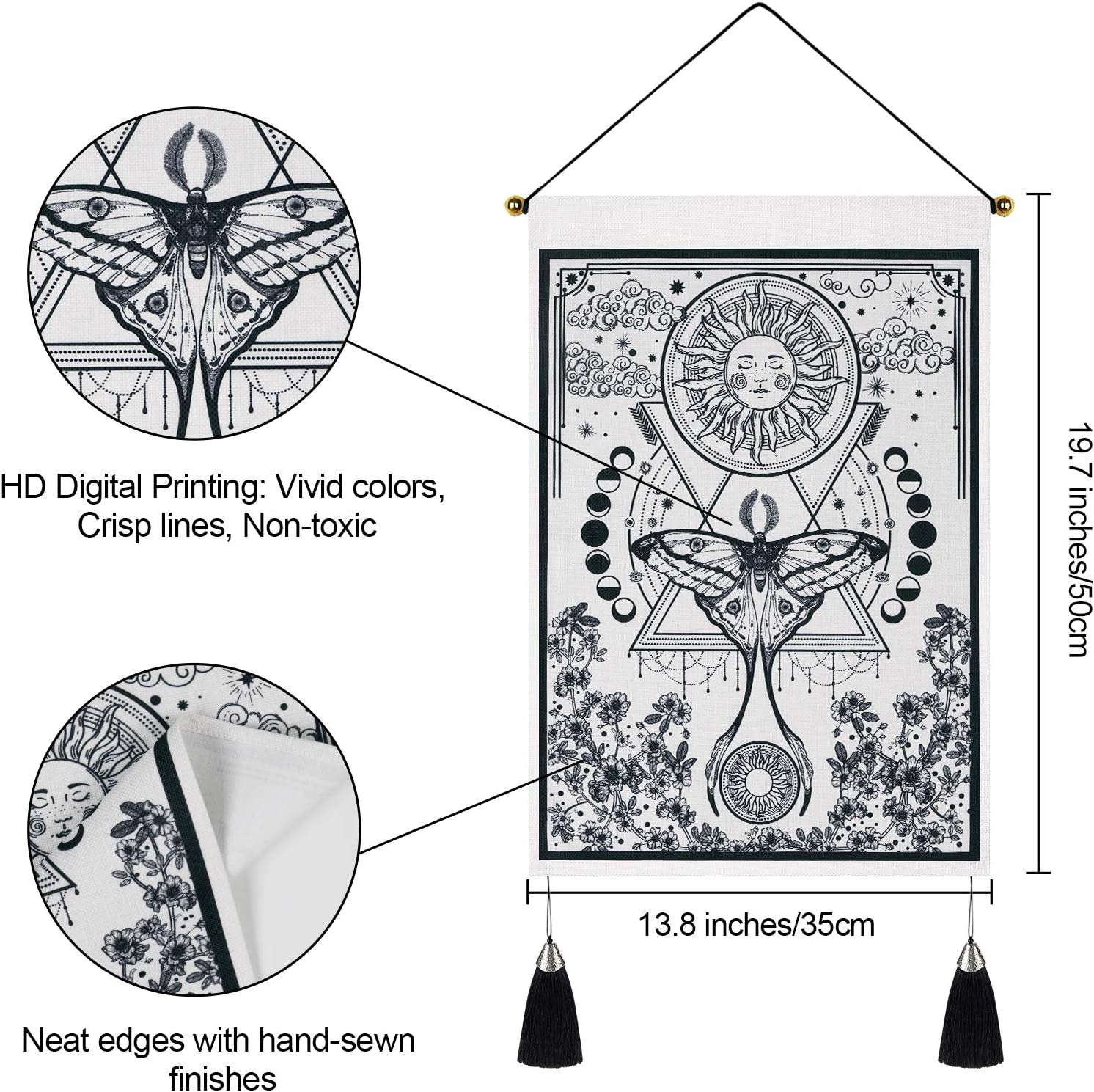 Yugarlibi Wandteppich, 2 Stück, kleine Wandteppiche zum Aufhängen, Mond und Sonne. Zuhause – Accessoires und Dekorationen Naty Shop