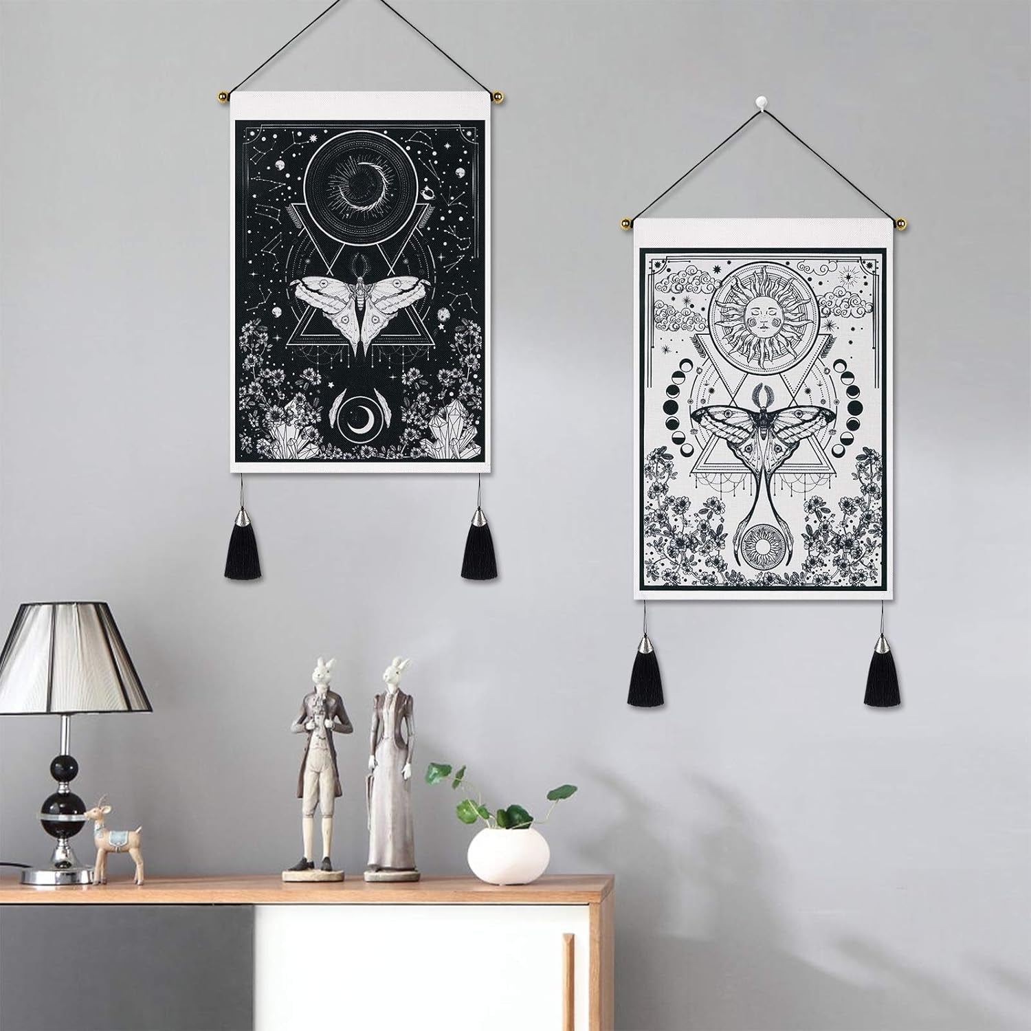 Yugarlibi Wandteppich, 2 Stück, kleine Wandteppiche zum Aufhängen, Mond und Sonne. Zuhause – Accessoires und Dekorationen Naty Shop