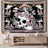 Gobelin Yugarlibi rosa Totenkopf Pilze Skelett Zuhause – Accessoires und Dekorationen Naty Shop