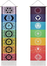 Yugarlibi Wandteppich-Set mit Chakra-Anhängern, Meditation, Yoga, Trippy, Zuhause – Accessoires und Dekorationen, Naty Shop, Chakra, Weiß und Schwarz, 130 x 32,5 cm