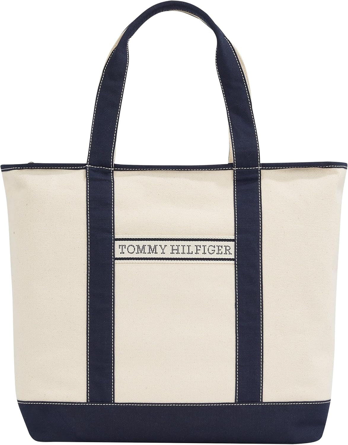 TOMMY HILFIGER Damen Th Summer Canvas Tote Aw0aw17421 Tragetasche Damen Taschen Naty Shop Blau (Space Blue)